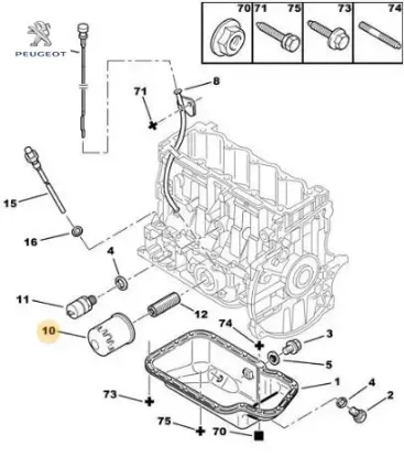 Yağ Filtresi 206-307-406-partner Dw8 Peugeot  1109.T0/ ESKİ:1109.N2/ LS923 CITROEN, FIAT, DAEWOO, DAIHATSU, DS, FORD, OPEL, SUZUKI, TOYOTA, PEUGEOT, LANCIA 1109.AP resmi