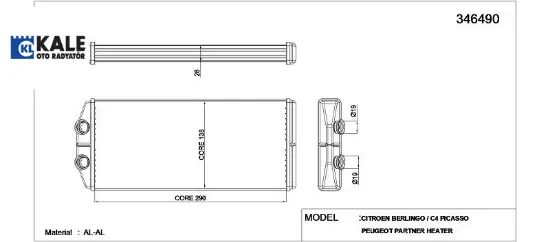 Kalorifer Radyatörü 407 04=>c5-c6 Tepee Berlingo resmi