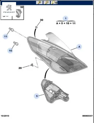 Stop Lambasi Sağ 308 2007-2010 Peugeot  6351.CV   PEUGEOT 6351.CV resmi