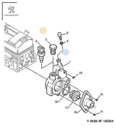 Termostat Kapaği Peugeot 1336.32 resmi