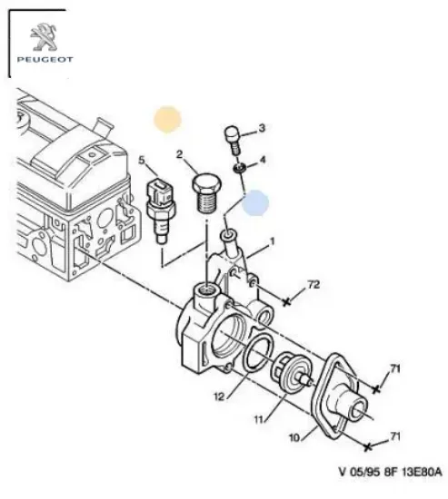 Termostat Kapaği Peugeot 1336.32 resmi