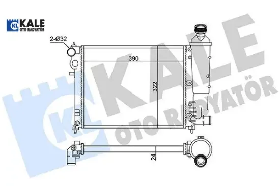 Radyatör Brazing Klimasız 106-saxo 96- Kale Radyatör  1301.SQ/ 1301.SR/ 1301.SW/ 130   351805 resmi