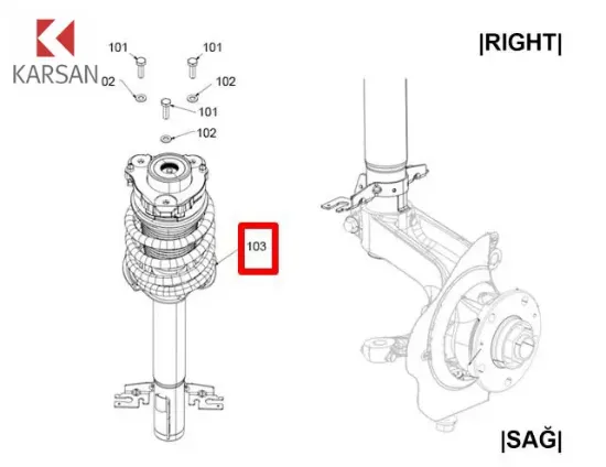 Ön Amortisör Sağ Jest Karsan 3050056AA resmi
