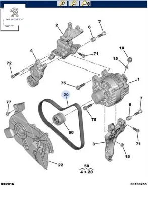 Alternatör Kayişi Peugeot    CITROEN, DS, PEUGEOT, OPEL 9803580580 resmi