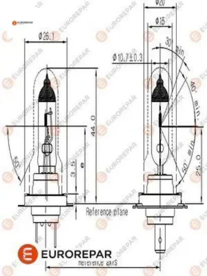 Erp H7 Ampul 12v-55w Eurorepar  2098458/ 2098928/ 90512338/ 93   CITROEN, ALFA ROMEO, AUDI, CHEVROLET, BMW 1616431480 resmi