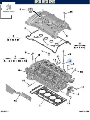 Silindir Kapak Pulu Peugeot  1608737980    1608737980 resmi