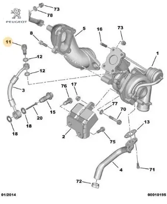 Turbo Yağ Boru Vidasi Peugeot 0376.46 resmi