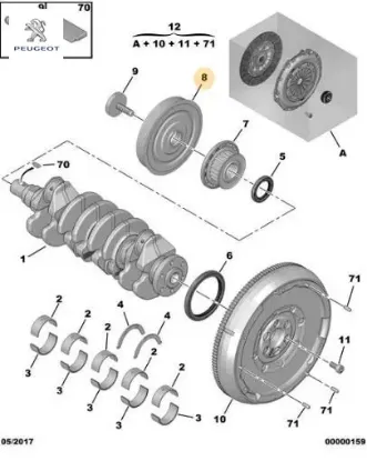 Krank Kasnaği Peugeot  658022   VOLVO, MINI COOPER, MAZDA, PEUGEOT, FORD, CITROEN 0515.V8 resmi