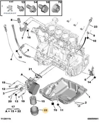 Yağ Filtre Kapaği 206-307 Tu3/tu5jp4 Peugeot  3M5Q6737AA/ VOLVO, ALFA ROMEO, CITROEN, FIAT, DS, FORD, MINI COOPER, LANCIA, PEUGEOT, OPEL 1103.L7 resmi