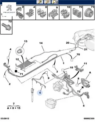 Enjektör Yakit Hortumu 1007 207 307 308 Dv6ted 3M5Q9K022DC/ 3M5Q 9K022 DC resmi
