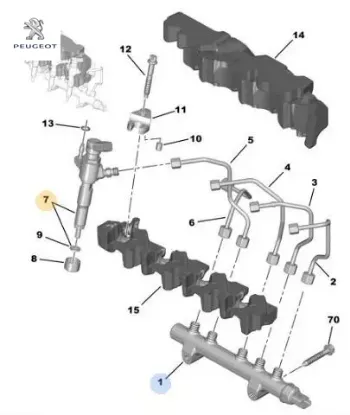 Enjektör 208-308-3008-5008-focus 1.6 Dv6c/euro5 resmi