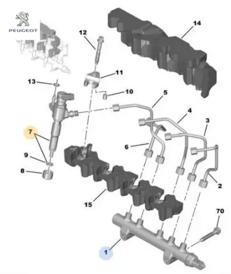 Enjektör 208-308-3008-5008-focus 1.6 Dv6c/euro5 resmi