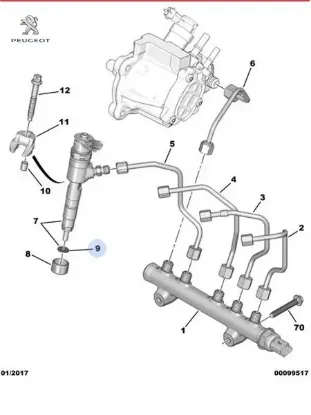 Enjektör Contasi Dv4c 1.4 Hdi Dv6ted 301 308 3008 resmi