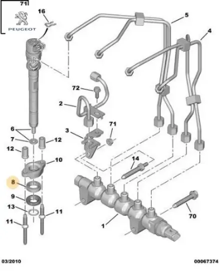 Enjektör Contasi  206-307-focus Dv6td Peugeot 1609848080 3M5Q9F663AA/ 1982.99/ 3M5Q6K780BB resmi