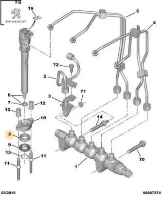 Enjektör Contasi  206-307-focus Dv6td Peugeot  3M5Q9F663AA/ 1982.99   CITROEN, PEUGEOT 1609848080 resmi