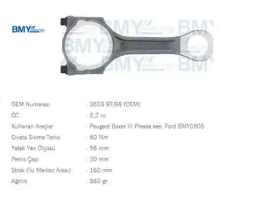 Piston Kolu     Boxer Iii-transit V347 Uzun Tip 0603.97/ 0603.98/ 1S7Q 6200 CB resmi