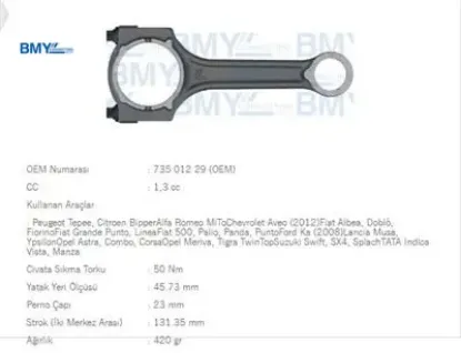 Piston Kolu  Linea-fiorino-bipper-corsa 1.3jtd resmi