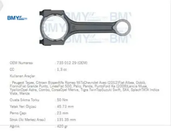 Piston Kolu  Linea-fiorino-bipper-corsa 1.3jtd resmi