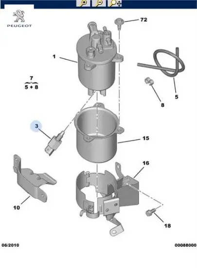 Mazot Filtre Kutu Müşürü 206-307 Dv6ted Peugeot  5M5Q9J308AA/   CITROEN 1913.11 resmi