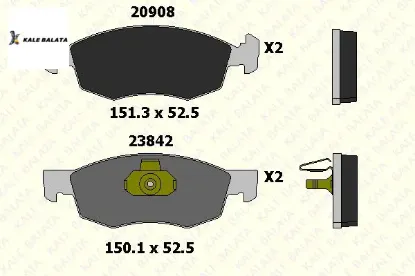 Ön Fren Balatasi Doblo Y.m. 02-> Kale Balata  77363496/ 77362205/ 77362190   23842 180 05 ANS KD1 resmi