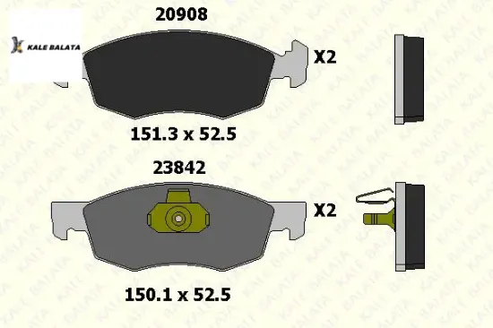 Ön Fren Balatasi Doblo Y.m. 02-> Kale Balata  77363496/ 77362205/ 77362190   23842 180 05 ANS KD1 resmi