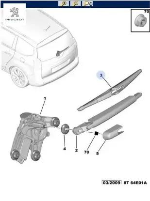 Arka Silecek Süpürgesi 2008 Peugeot  1610720480   PEUGEOT 1635155980 resmi