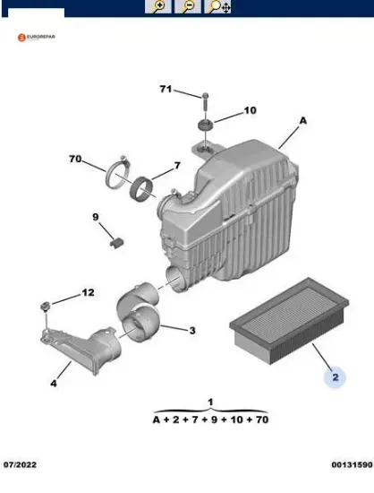 Erp Hava Filtresi  301 1.2 İ Vti Eurorepar  1680327880   PEUGEOT, CITROEN 1612889480 resmi