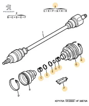Aks Diş Körük  1400 Boxer Peugeot    CITROEN, PEUGEOT 3293.A1 resmi