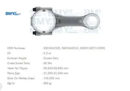 Piston Kolu Jest+ -ducato Euro 6 Bmy  5802116073/ 580184153   BMY1407 resmi