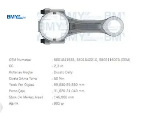 Piston Kolu Jest+ -ducato Euro 6 Bmy  5802116073/ 580184153   BMY1407 resmi
