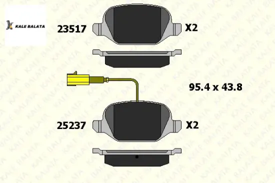 Arka Fren Balatasi Fişli Linea 1.4-1.6 Kale Balata  77362276/ GDB1396  LANCIA, FIAT, ALFA ROMEO 23517 172 05 ANS KD1 resmi