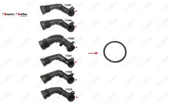 Turbo Borusu Contasi C4-2008-208-301 Nifea  9810921180/ 1434.G3/ 1434.F7/  DS, FIAT, CITROEN, MITSUBISHI, PEUGEOT, OPEL, VAUXHALL, TOYOTA 17542 resmi