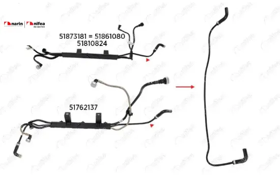 Yakit Borusu Braket Hariç Doblo Linea 1.3 Multijet 07> Nifea  51810824/ 51762137/ 51873181/   FIAT 14616 resmi