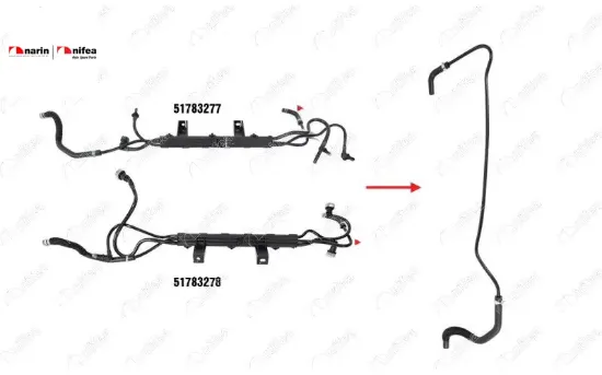 Yakit Borusu Braket Hariç Doblo 1.3 Multijet 05>10 Nifea  51755592/ 51764487/ 51783277/   FIAT 14612 resmi