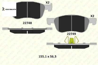 Ön Fren Balatasi Fiesta Vii Kale Balata  2095160/ KTH1BC2K021AB   22748 161 05 ANS KD1 resmi