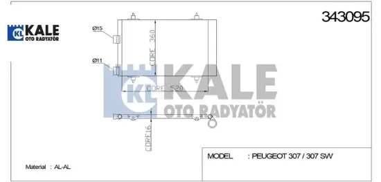 Klima Radyatörü 307 1.4i-1.6hdi (01-08) Kale Radyatör  6455.AA/ 94570/    343095 resmi