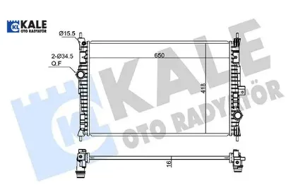 Su Radyatörü 308 14=>3008 508 5008 16=>partner Jumpy 12=> Combo E 12=> [brazing] [650x418x16] resmi