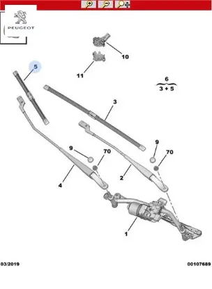 Silecek Süpürgesi Sağ 208-2008-partner Tepee/1613158080/peugeot resmi