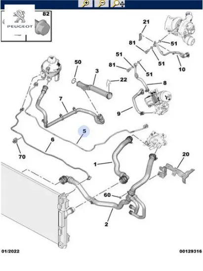 Yedek Su Depo Hortumu Peugeot 9808155580 resmi