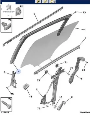 Sağ Arka Cam Çerçeve Fiti Peugeot 9811337380 resmi