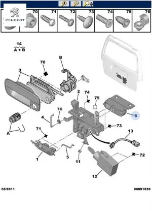 Arka Kapi Kilit Karşiliği Partner Peugeot  8724.C0   8724.77 resmi