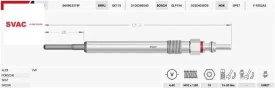 Isitma Bujisi  Golf-passat-a2-a3-a4-a5 1.6/2.0/3.0/4.4v/gx2127/0100266020/059963319m/svac resmi