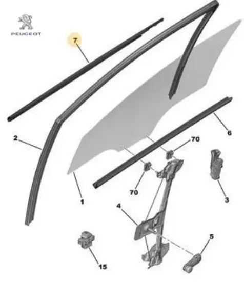Sol Ön Cam Diş Fitil 301 C-elysee Peugeot 9677616680 resmi