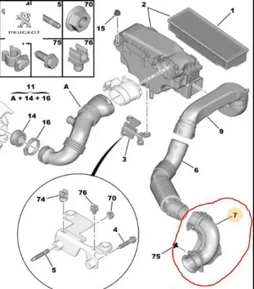 Hava Filtre Hortumu Partner Tepee Peugeot 1434.C3 resmi