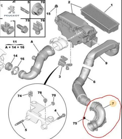 Hava Filtre Hortumu Partner Tepee Peugeot 1434.C3 resmi