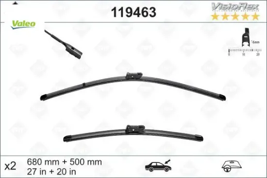 Silecek X2 650+500 Mm Audi Q7 06/2015> Valeo  4M1998002   119463 resmi