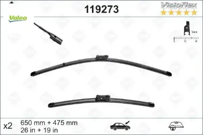 Silecek On 650 Mm / 475 Mm Tesla Model Y (5yjy) 2019> Model 3 (5yj3)2018> Vw Passat B8 T-roc Arteon 107673000B/ 107673100A/ 3G1998002 resmi