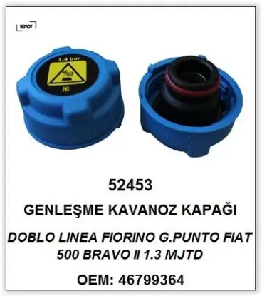 Genleşme kavonoz kapağı orjinal tip/oringli mavi palıo-albea-sıena-doblo-lınea-fıorıno 1.4 bar 500-b 46521714/ 46799364/ 5014877/ 5014873 resmi