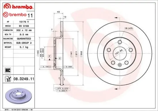 Arka fren aynası s60 ııı-19 v60 18 v90 16 xc60 17 s90 16 302x5dl 16 inç 31423721 resmi