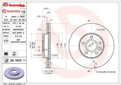 On fren aynası dısk focus ııı 11 focus ıı 04 11 c max 03 07 c30 06 12 c70 06 13 s40 ıı 04 12 v50 05 av611125db/ 1790221/ 31362411 resmi